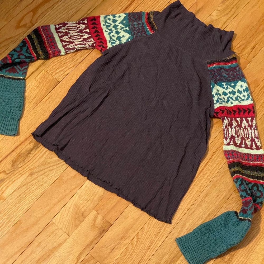 Free People Colorful Cowl Neck Sweater